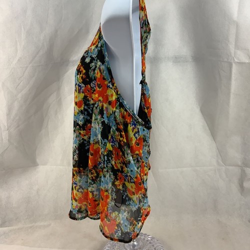 It's Me Womens Blouse Multicolor Floral Sleeveless Scoop Lined Racerback L - Picture 3 of 9