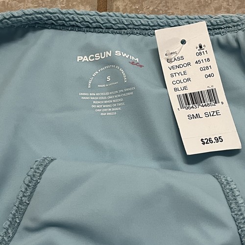 NWT Pacsun Eco Blue Ellie Scrunch High Cut Bikini Bottom Blue Women’s Small - Picture 3 of 4