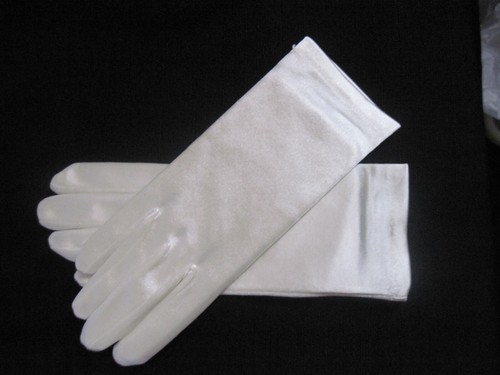 Guantes para mujer S/M blanco brillante tela hasta la muñeca tela elástica nuevos - Imagen 4 de 10