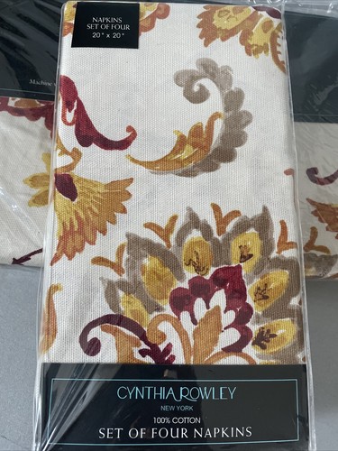 Juego de manteles y servilletas Cynthia Rowley 8 piezas cachemira algodón multicolor NUEVO - Imagen 3 de 9