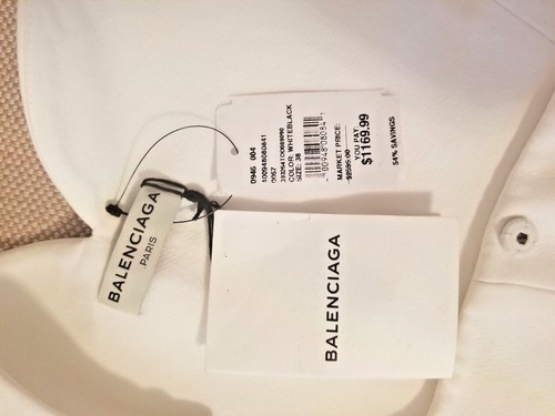 1.8K Auth BALENCIAGA White with Black MESH Net TRIM Top BLAZER Blouse - Picture 5 of 8