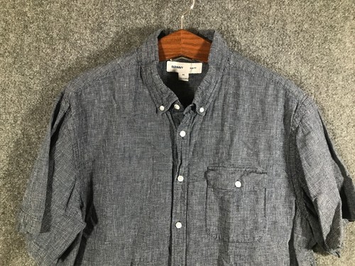 Old Navy Para Hombre Abotonable 2XL Azul/Gris Manga Corta Calce Ajustado Informal A Cuadros - Imagen 2 de 8