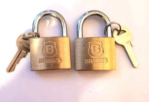 Brinks Brass Padlocks 2 Locks 2 Keys-Keyed Different Unknown Model