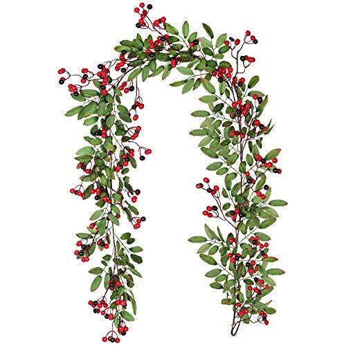 5.83 Ft Red Berry Christmas Garland, Artificial Berry Garland for Indoor - Picture 7 of 8