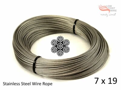 Stainless Steel Wire Rope per 1 Metres of 3mm 7x7 Marine Construction