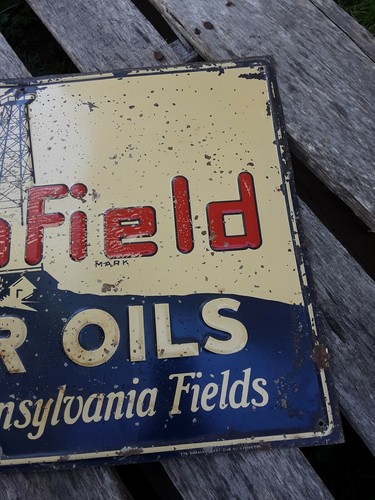 Vintage Pennfield Motor Oil Sign, Pennsylvania Oils Sign - Picture 6 of 12