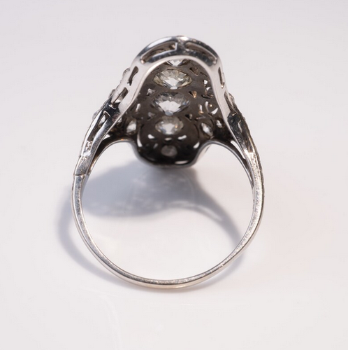 Vintage Art Deco Classic Design Lab-Created 4.10CT Diamonds 935 Silver Ring - Picture 6 of 8