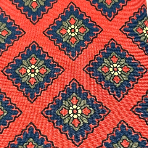 Seaward & Stearn Tie NWT Red Geometric Floral Elegance Luxury Handmade England - Picture 5 of 24
