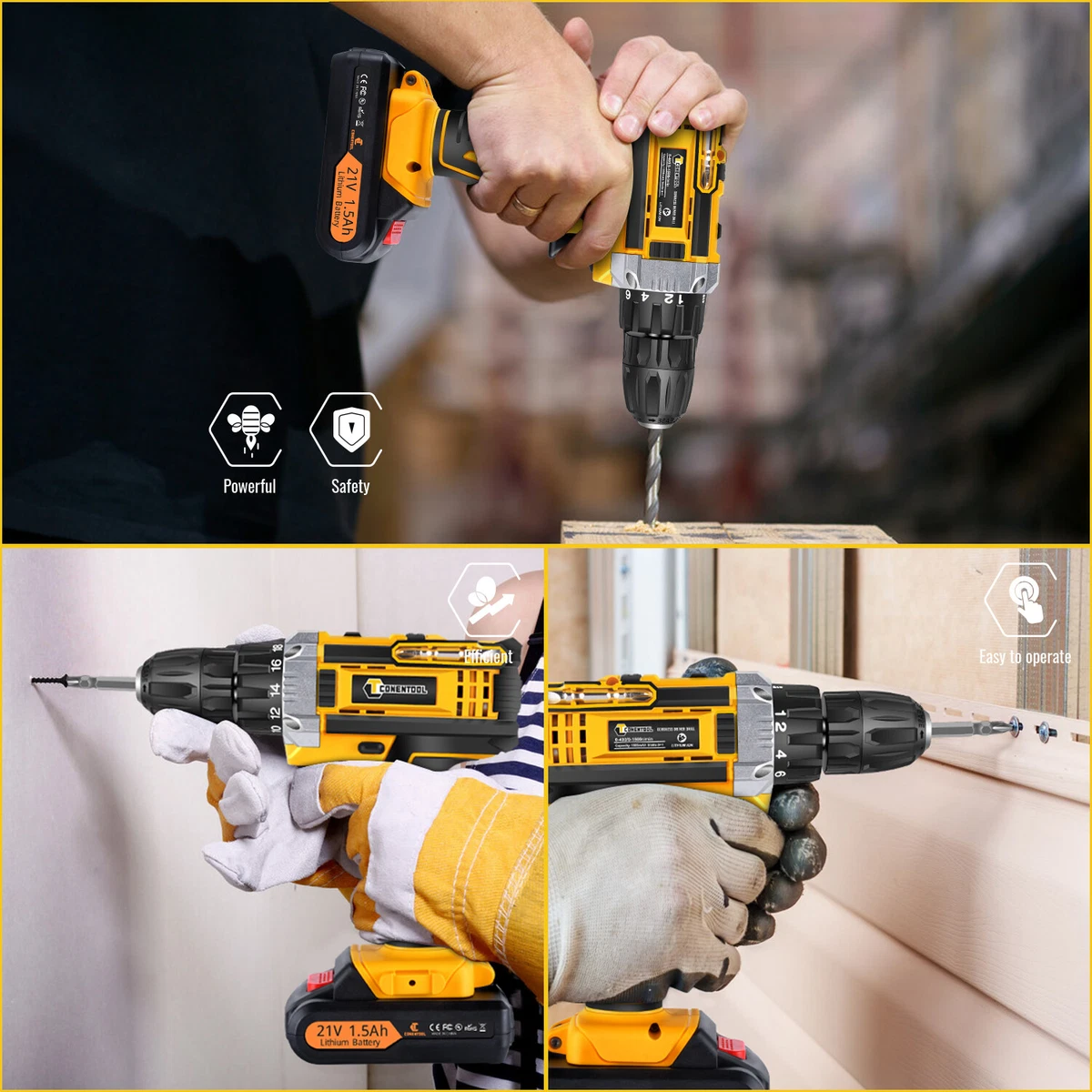 2023 NEW 21V Electric Cordless Drills Driver Screwdriver Set Charger Battery