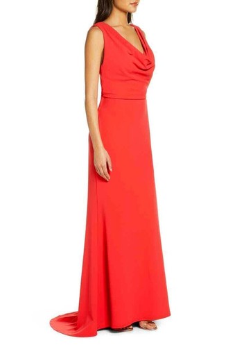 NUEVO VESTIDO CREPE TADASHI SHOJI KAYO CROSS-BACK CARMÍN/ROJO BOS20541L TALLA M $408!¡! - Imagen 7 de 12