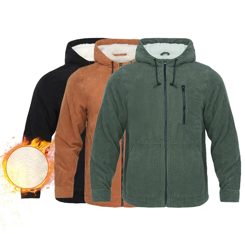 Men's Sherpa Lined Fleece Hoodie Jacket - Heavyweight Full Zip Winter Warm Coat - product listing photo