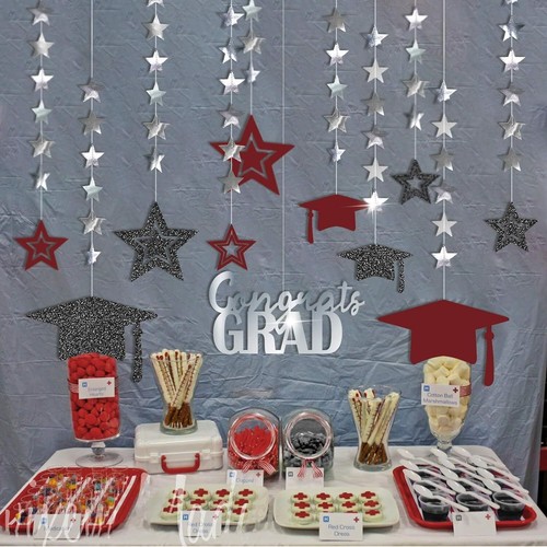 Cheerland Burgundy Graduation Party Decoration Red Kit Black Cap - Picture 4 of 7