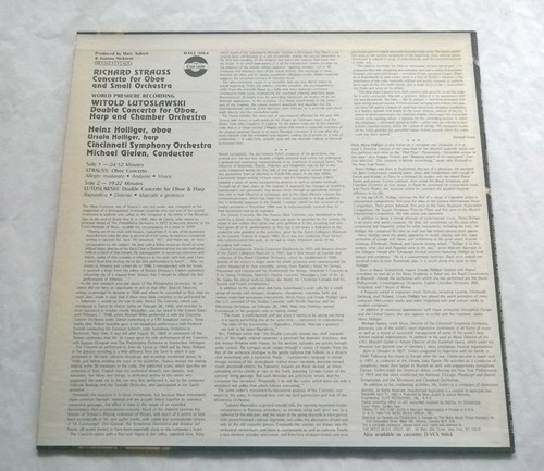 1984 CINCINNATI Holliger OBOE / HARP Concertos STRAUSS LUTOSLAWSKI Vox Cum Laude - Picture 4 of 6