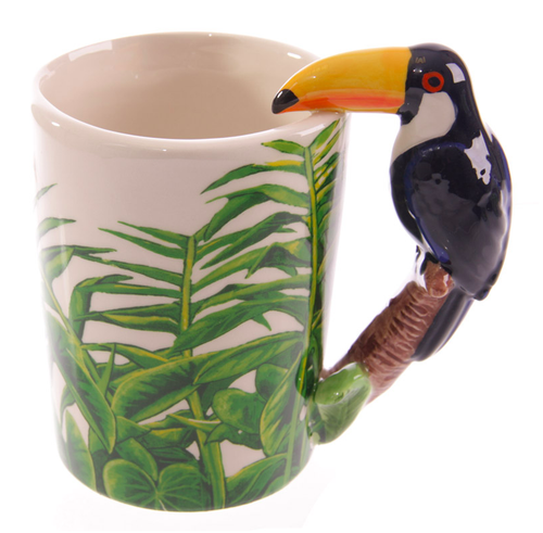 Tierförmiger Griff Keramikbecher Tee Kaffeetasse Neuheit Geschenk Dschungel tropisch - Bild 66 von 76
