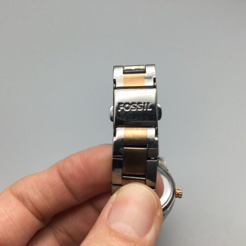 Fossil Stella Watch Women 31mm Rose Gold Silver Tone Crystals Day New Battery 6" - Picture 12 of 15