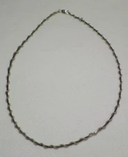 STERLING SILVER BEAD BALL TWIST CHOKER NECKLACE CHAIN FAS  ITALY 16 INCH