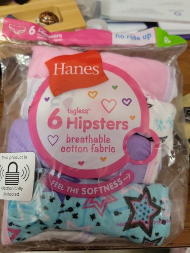 Hanes Size 6 Girls Tagless Hipster Panties