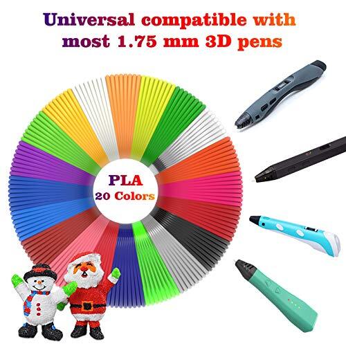 3d Pen Filament 400 Feet 20 Colors 3d Printing Pen Refills Pla Bonus 250 Stencil - Picture 4 of 6