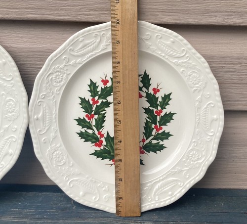 2 CANONSBURG POTTERY Christmas Holly DINNER Plates 1960 Adam Antique - Picture 5 of 7