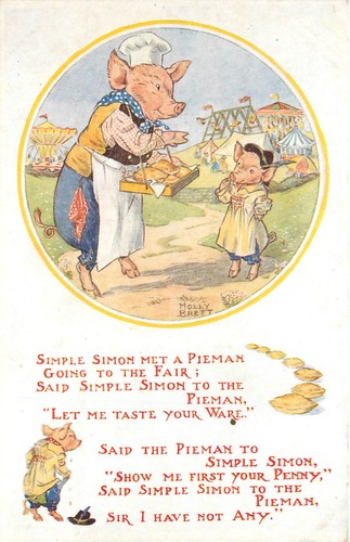 Postkarte S/A Molly Brett bekleidete Schweine einfach Simon Pie Man Medici Gesellschaft PK 155 - Bild 1 von 2