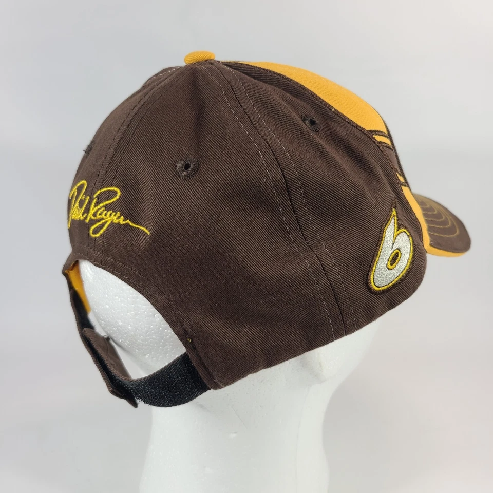 Sombrero Nascar UPS Roush Fenway Racing David Ragan Marrón Amarillo Gancho Telar Ajustable Foto 3 de 4