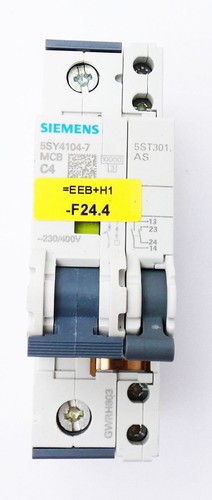 2x Siemens 5SY4104-7 MCB C4 Leitungsschutzschalter + 5 ST301.AS -used- - Bild 2 von 6