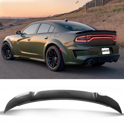 Rear Trunk Spoiler Wing For 11-22 Dodge Charger SRT Carbon Fiber Style - Picture 2 of 7