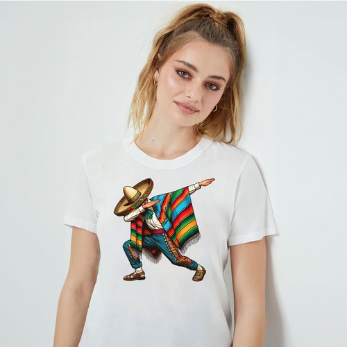 Cinco de Mayo T-Shirt - Dabbing Mexican Poncho & Sombrero Dab Fiesta Graphic Tee - 第 12/24 張圖片