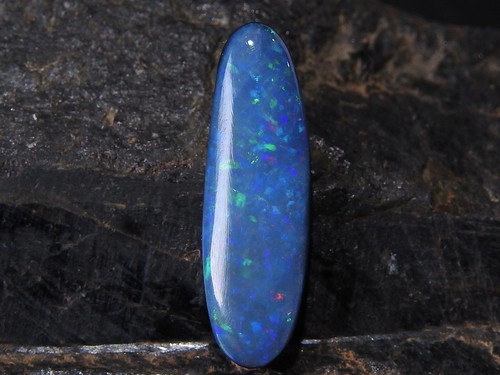 Australian Opal Doublet Smooth Multi Fire Fancy Shape Cabochon 19X6X4MM MS - Picture 7 of 12