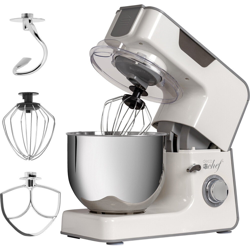 Миксер для кухни Deco Chef 5.5 QT, 8-ступенчатый двигатель мощностью 550 Вт, включает в себя 3 насадки для смешивания