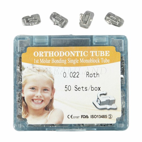 50 Juegos Tubo Bucal Dental 1er Molar Adhesivo No Convertible Roth 022 Monobloque - Imagen 10 de 10