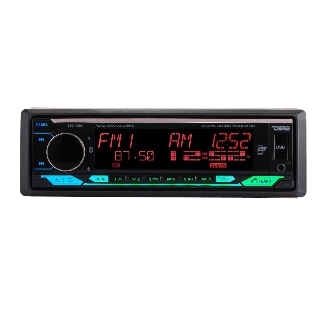 amf24Vオーディオ CD/Bluetooth/USB/AUX DS18 SDX-P200 1-DIN Bluetooth USB Digital Media Receiver with DSP
