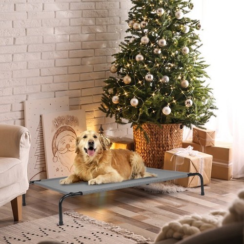 50" Light Grey Large Dog Bed Elevated Raised Pet Cot Indoor Durable Steel Frame - Picture 3 of 24