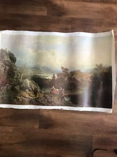 Hans Fredrick Gude Painting Canvas 24 x 36” Print Norwegian Seascape Coastal VTG