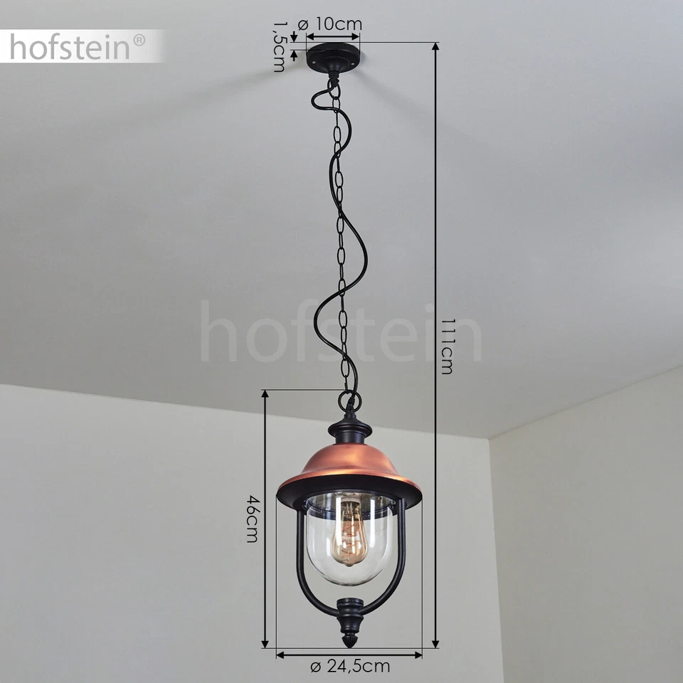 Außen Hänge Leuchten Lampen Schwarz/Kupfer Garten Balkon Terrassen Beleuchtung - Bild 4 von 4