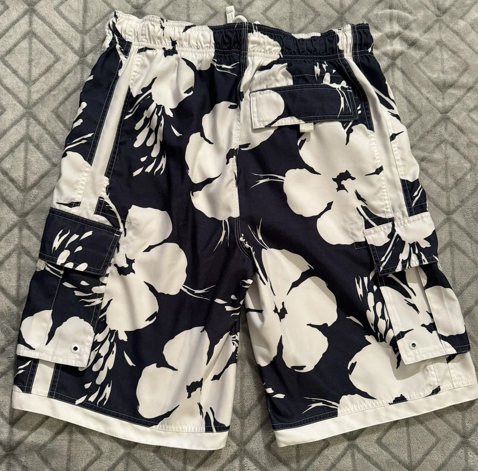 Tony Hawk Med Board Shorts Bañador Azul Marino y Blanco Floral 15x23 Entrepierna 9.5 Foto 2 de 4
