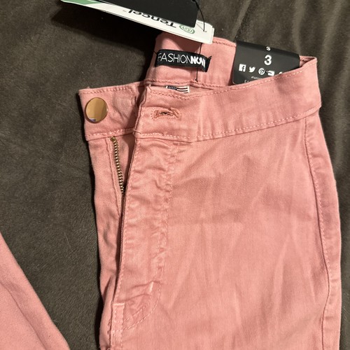 NWT Fashion Nova Pants Womens Size 3 Juniors Pink Flared Bell Bottoms High Waist - Picture 2 of 6