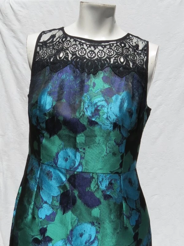 $198 LEIFSDOTTIR Anthropologie EE. UU. S 6 Agua Jardín Brocado Encaje Vestido Usado en Excelente Condición Foto 2 de 4