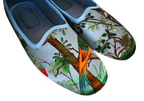 🆕️ Auth GUCCI TIAN-Printed SILK Satin Women's Slip-on Slipper Shoes EUR-38 US-8 - Picture 5 of 14