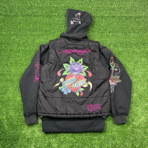 Vintage Y2K Ed Hardy Eternal Love Hoodie Vest Youth Girls 10 Medium READ - Picture 19 of 24