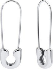 Silver Safety Pin Paper Clip Dangle Earrings Minimalist Fashion Jewelry Women
