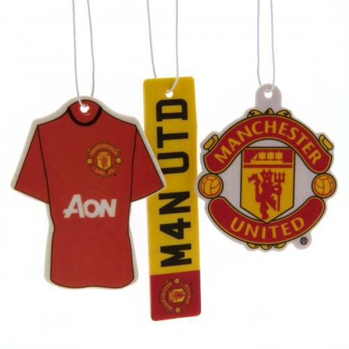 MANCHESTER UNITED FC 3 PK AIR FRESHENER CAR ACCESSORY - FOOTBALL GIFT, XMAS - Picture 3 of 3