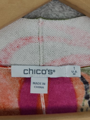 Chico's Summer Romance Foliage Midi Open Cardigan Lightweight Size 1 US Med - Picture 4 of 12