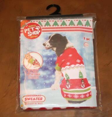 Rubie's Christmas Ugly Sweater Dog XXL Red Snowflakes Snowman Trees NEW