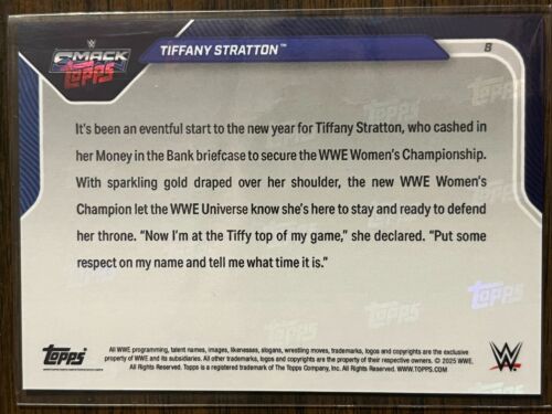 2025 Topps Now WWE #8 Tiffany Stratton SmackDown - Picture 2 of 2
