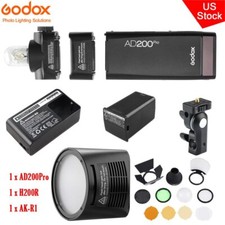 US Godox AD200Pro TTL Flash Light H200R Round Head AK-R1 Color Gel Honeycomb Kit