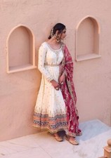 Stylish Look Faux Georgette White Gown With Bottom And Dupatta For Reception