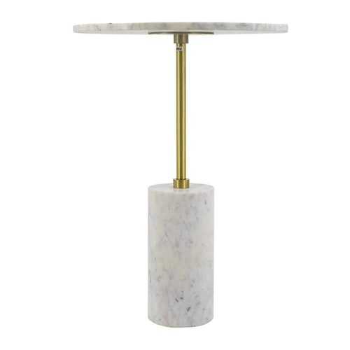 A + B Home End/Side Table 16.1"x22" Round Marble Top Aluminum Frame Brass Spray - Picture 2 of 4