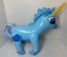 Vintage Rinco 1998 Blue Unicorn w/ Heart Inflatable Blow Up Carnival Fair Prize