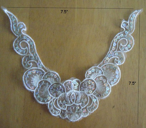 Beaded Bodice Appliques with Sequins Collar Neckline Sewing Motif Patch zhc5 - Picture 6 of 8